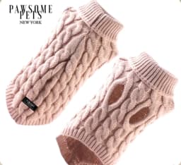 image-(EXTRA WARM) DOG AND CAT CABLE KNIT SWEATER - BEIGE