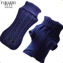 image-(EXTRA WARM) DOG AND CAT CABLE KNIT SWEATER - NAVY BLUE
