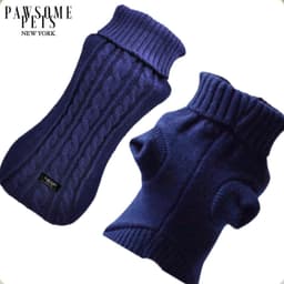 image-(EXTRA WARM) DOG AND CAT CABLE KNIT SWEATER - NAVY BLUE