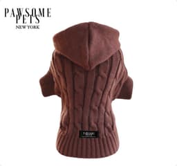 image-(EXTRA WARM) DOG AND CAT CABLE KNIT SWEATER WITH HAT - BROWN