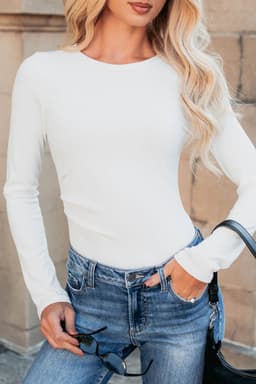 image-Dearlovers Black Ribbed Long Sleeve Bodysuit