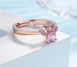 image-New Cat Bear Dog Paw Ring for Women Jewelry Sets