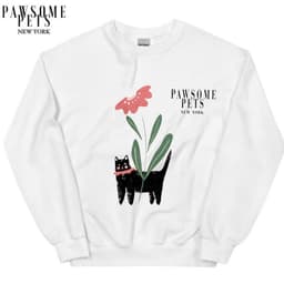 image-SWEATSHIRT - BLACK CAT WITH FLOWER