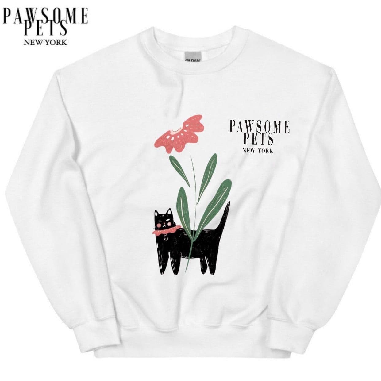 image-SWEATSHIRT - BLACK CAT WITH FLOWER