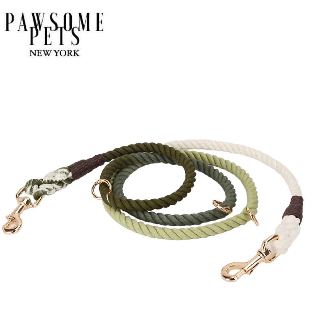 image-HANDS FREE DOG ROPE LEASH - OMBRE DARK OLIVE GREEN