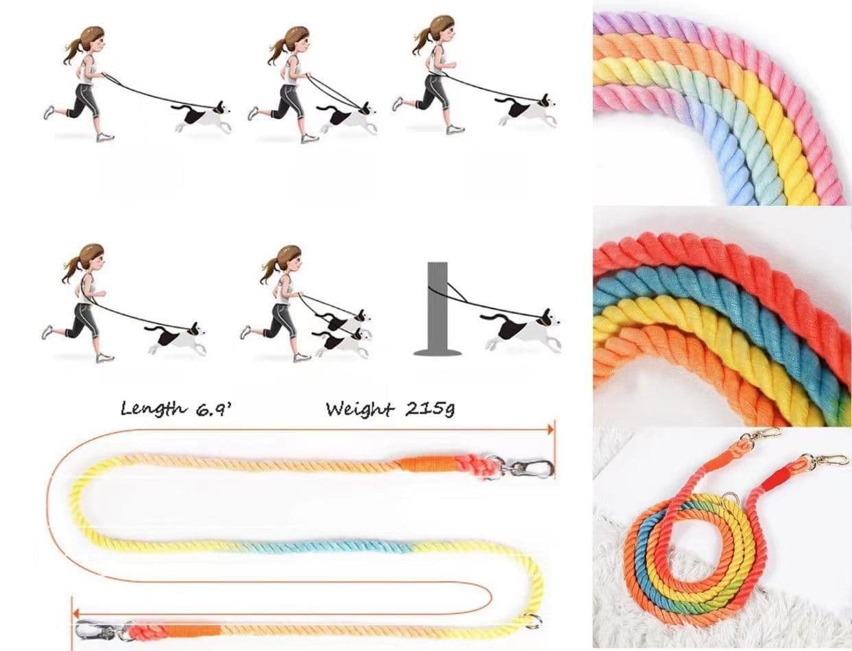 image-HANDS FREE DOG ROPE LEASH - OMBRE DARK OLIVE GREEN