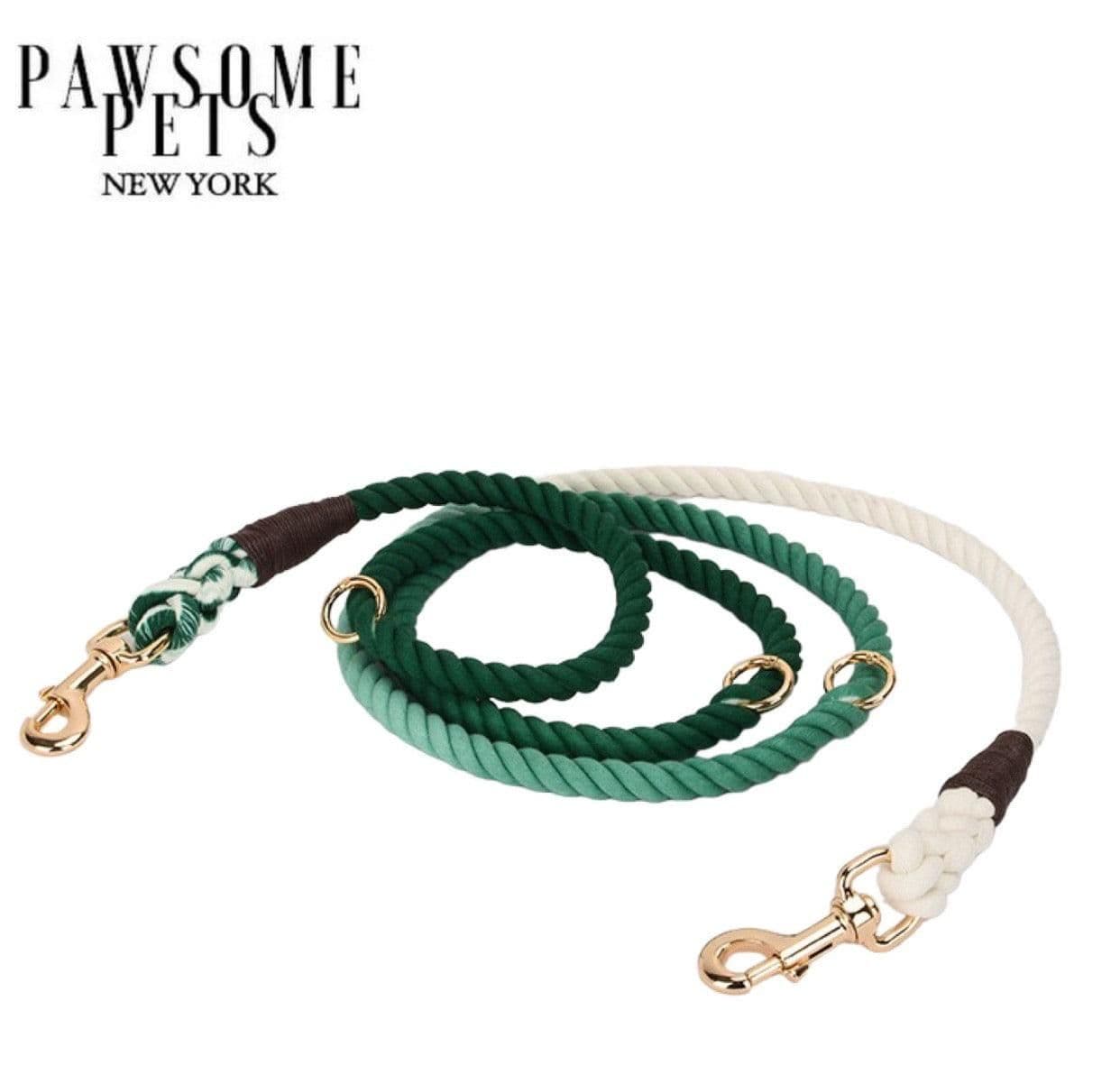 image-HANDS FREE DOG ROPE LEASH - OMBRE DARK GREEN