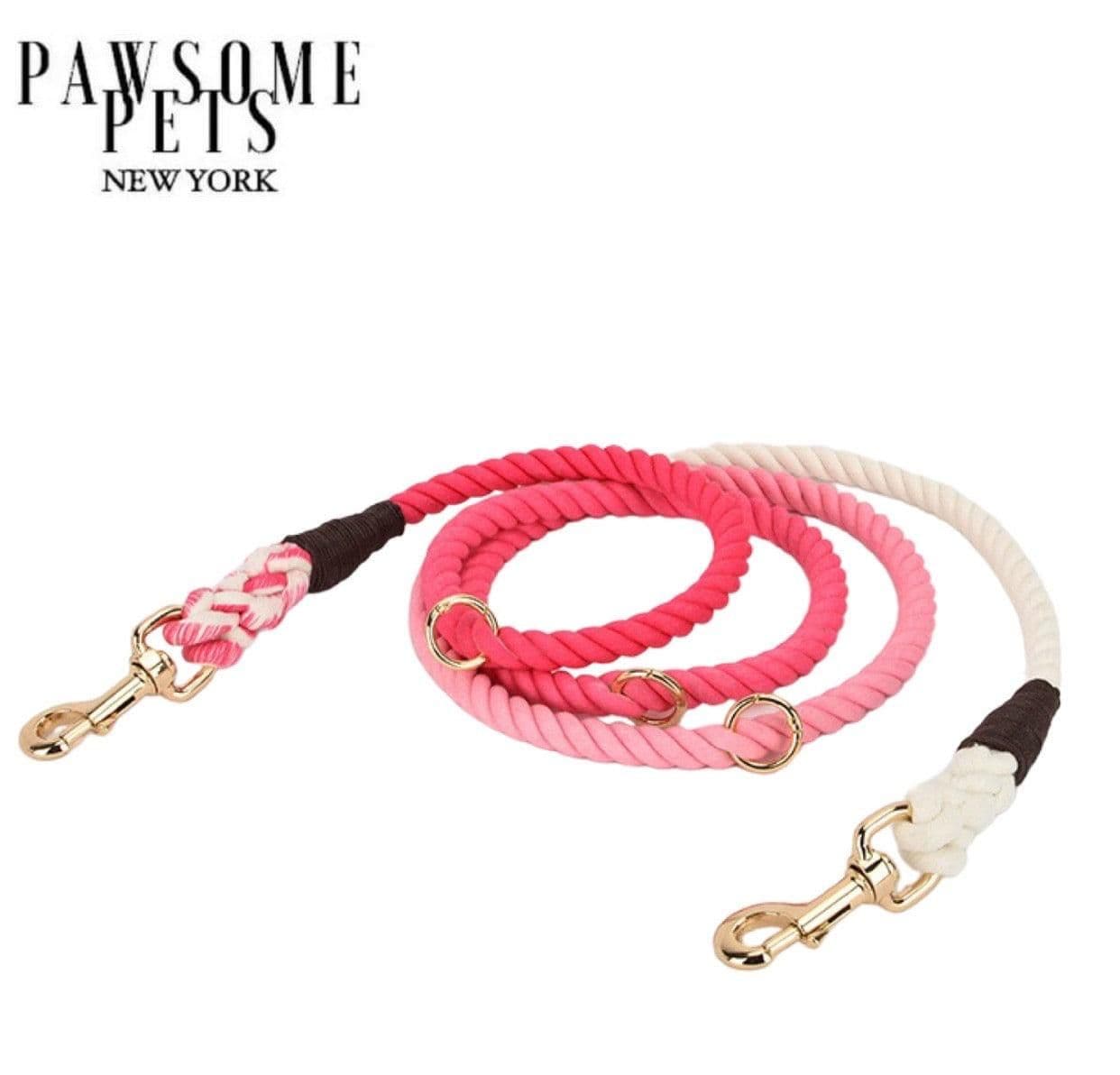 image-HANDS FREE DOG ROPE LEASH - OMBRE ROSE PINK