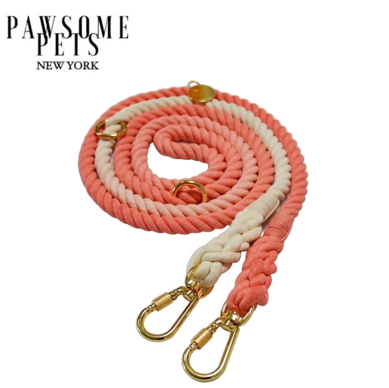 image-HANDS FREE DOG ROPE LEASH - OMBRE LIGHT CORAL