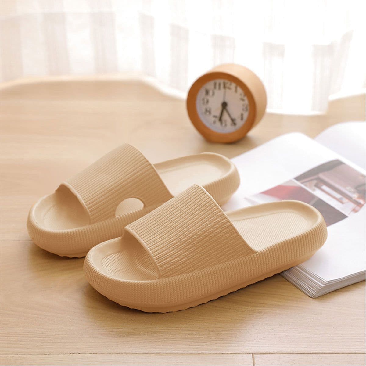 image-Thick-soled slippers female summer fashion indoor and outdoor wear couple soft-soled bathroom home household rubber EVA sandals and slippers men
