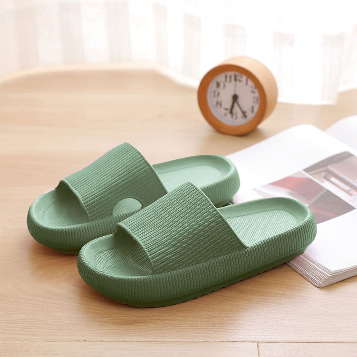 image-Thick-soled slippers female summer fashion indoor and outdoor wear couple soft-soled bathroom home household rubber EVA sandals and slippers men