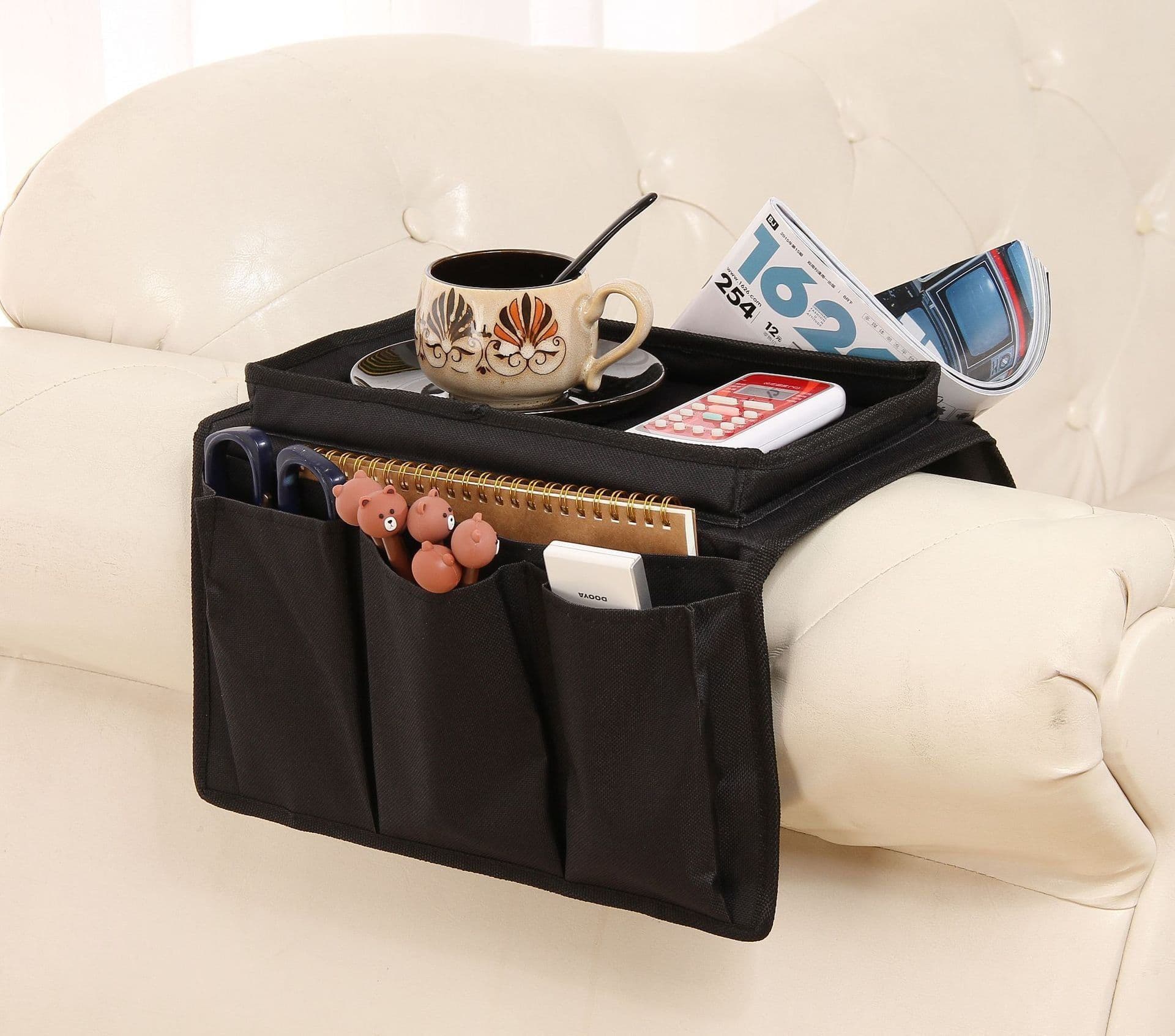image-New lazy sofa armrest storage bag, foldable Oxford cloth 4 grid storage bag factory direct sales