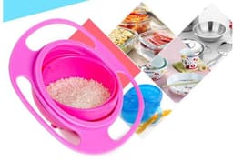 image-Ogambo 360 Degree Rotating Gyro Baby Bowl - Rose Red Plastic