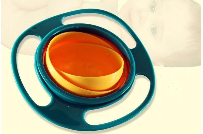 image-Ogambo 360 Degree Rotating Gyro Baby Bowl - Rose Red Plastic