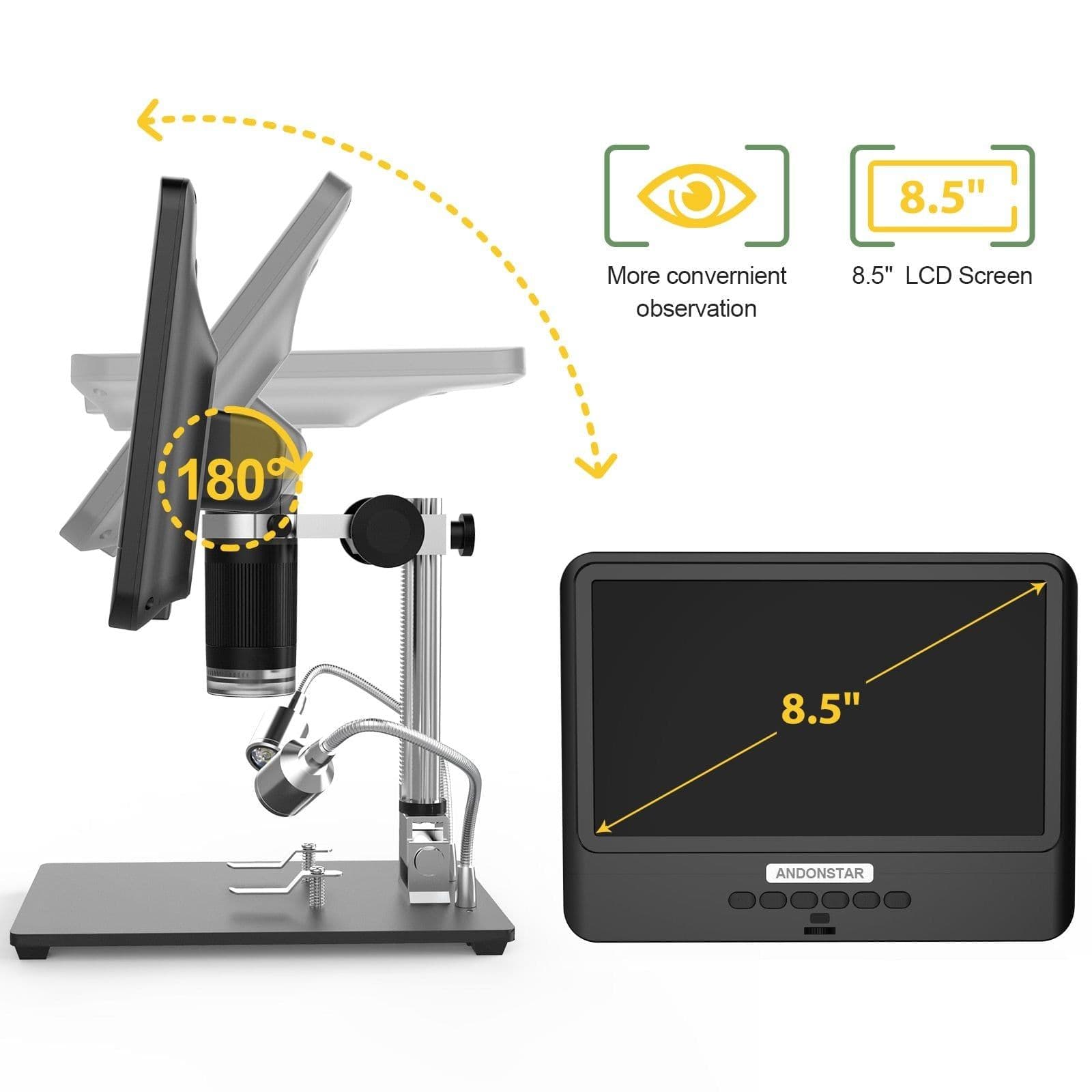 image-Andonstar AD208S 8.5 Inch LCD 5X-1200X Digital Microscope 1280*800