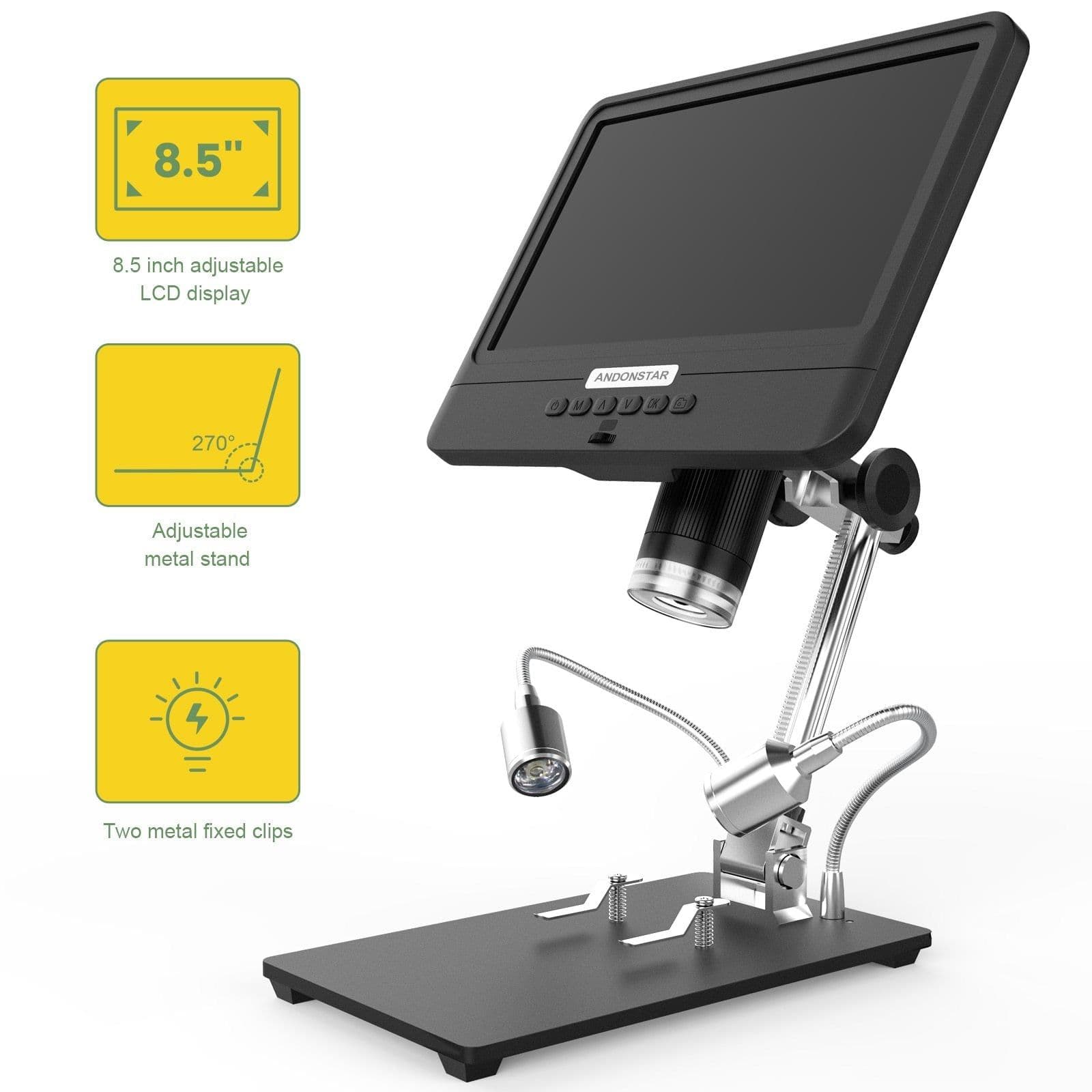 image-Andonstar AD208S 8.5 Inch LCD 5X-1200X Digital Microscope 1280*800