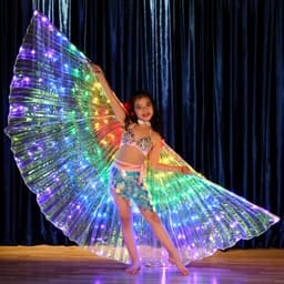 image-Dancer, children's color LED luminous wings, dance wings, belly dance, dance performance, fluorescent butterfly cape 7 #