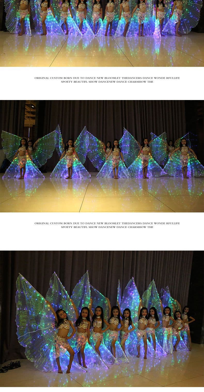 image-Dancer, children's color LED luminous wings, dance wings, belly dance, dance performance, fluorescent butterfly cape 7 #