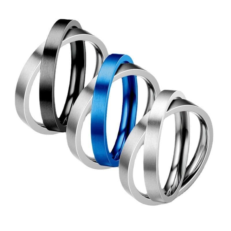 image-Cross-Border Decompression Double Ring Rotatable Ring European and American Niche Stainless Steel Couple Ring Popular Ornament Wholesale