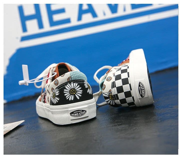 image-2020 autumn new plaid retro color matching shoes men and women low-cut couple shoes net red ins tide canvas shoes