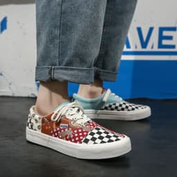 image-2020 autumn new plaid retro color matching shoes men and women low-cut couple shoes net red ins tide canvas shoes