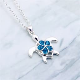 image-Cross-border e-commerce popular opal opal blue flower turtle drop glue women's necklace pendant factory direct sales
