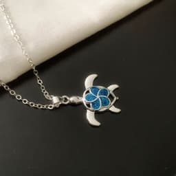 image-Cross-border e-commerce popular opal opal blue flower turtle drop glue women's necklace pendant factory direct sales
