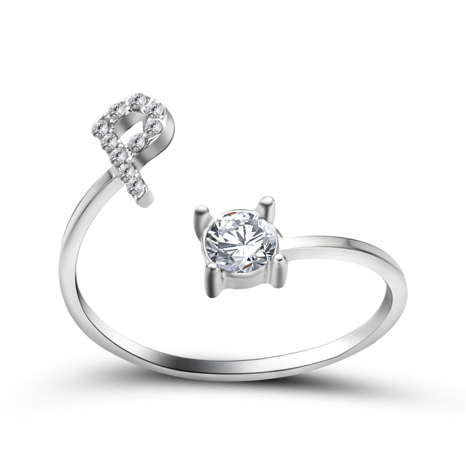 image-Cross-border explosive ring jewelry creative ladies ring adjustable opening ring 26 letter ring wholesale