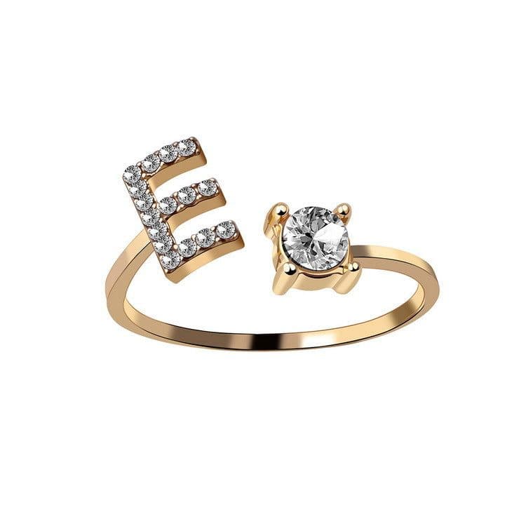 image-Cross-border explosive ring jewelry creative ladies ring adjustable opening ring 26 letter ring wholesale