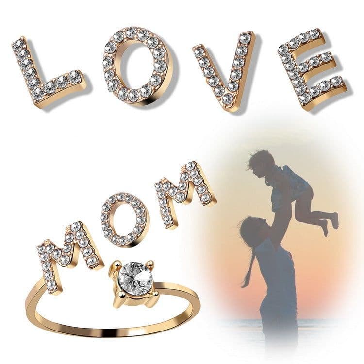 image-Cross-border explosive ring jewelry creative ladies ring adjustable opening ring 26 letter ring wholesale