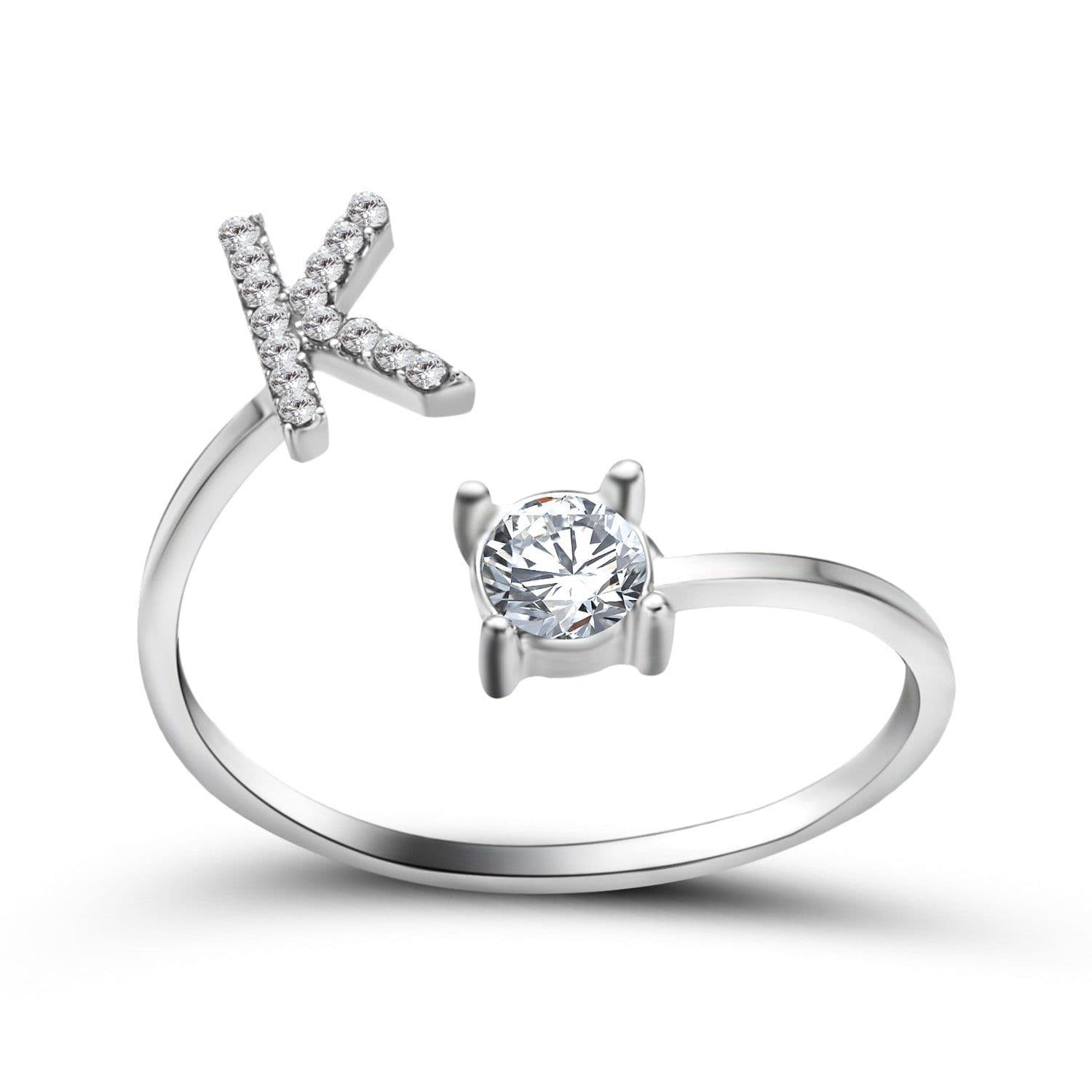 image-Cross-border explosive ring jewelry creative ladies ring adjustable opening ring 26 letter ring wholesale