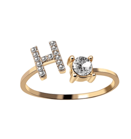 image-Cross-border explosive ring jewelry creative ladies ring adjustable opening ring 26 letter ring wholesale