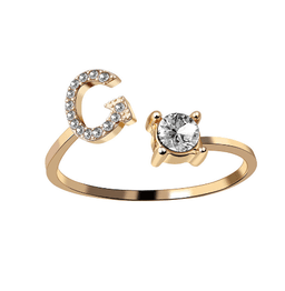 image-Cross-border explosive ring jewelry creative ladies ring adjustable opening ring 26 letter ring wholesale