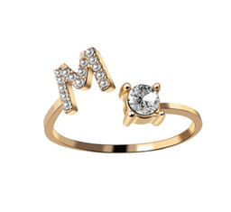 image-Cross-border explosive ring jewelry creative ladies ring adjustable opening ring 26 letter ring wholesale