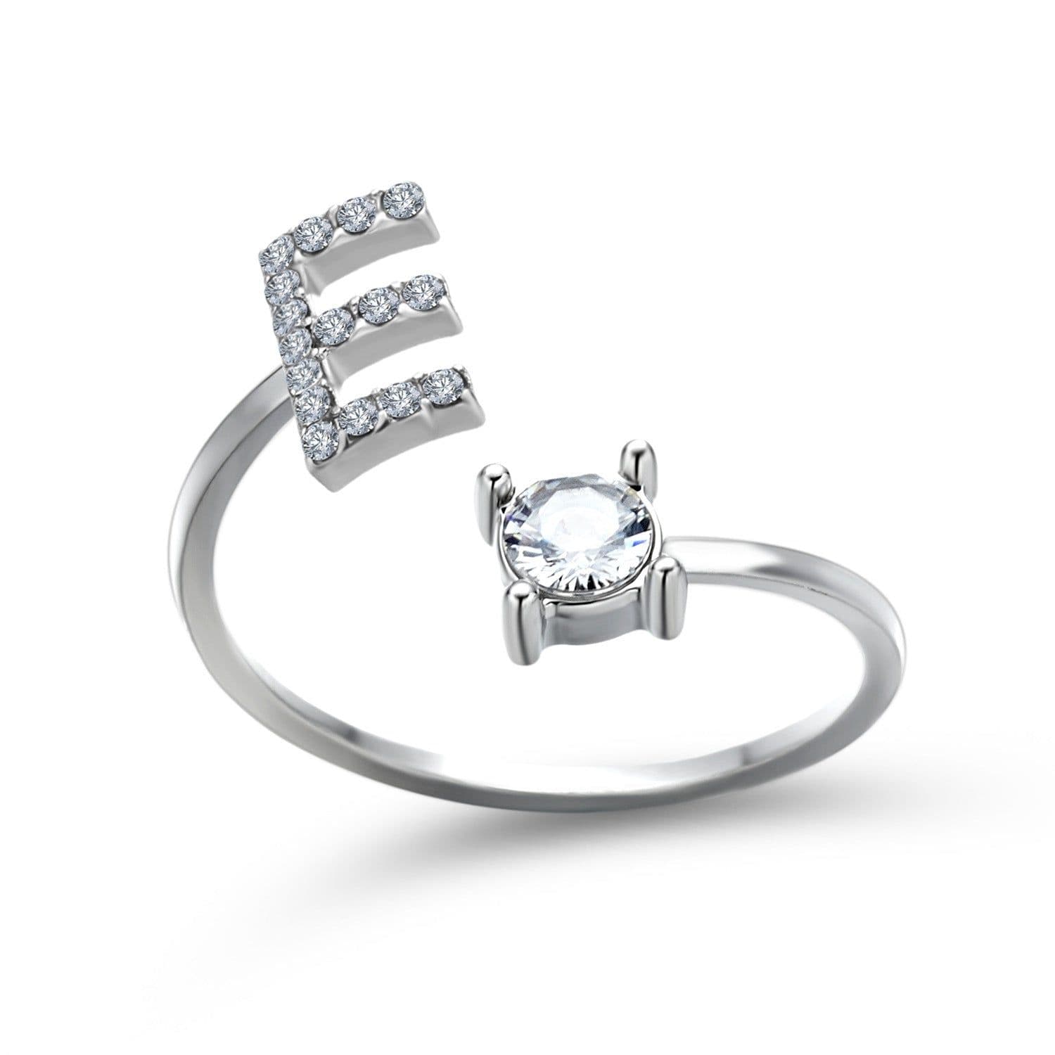 image-Cross-border explosive ring jewelry creative ladies ring adjustable opening ring 26 letter ring wholesale