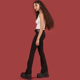 image-European and American women's spring and autumn new style wish hot sale black mid-high waist, long legs, tight-fitting, small slits, casual pants