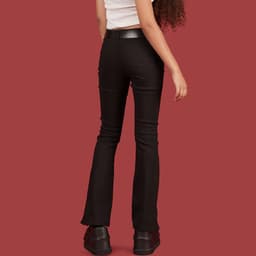 image-European and American women's spring and autumn new style wish hot sale black mid-high waist, long legs, tight-fitting, small slits, casual pants