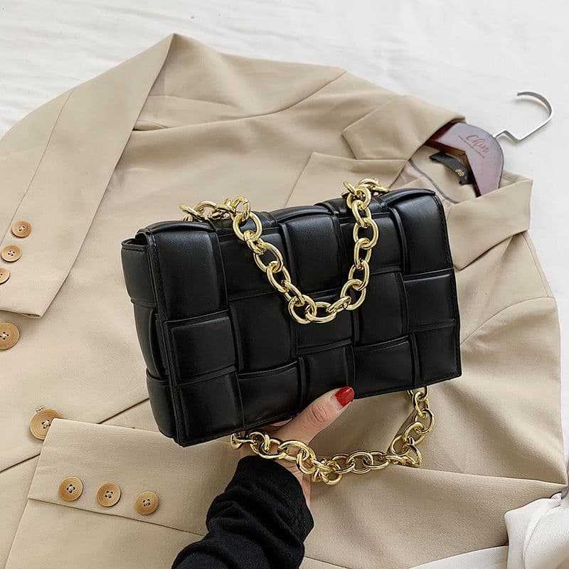 image-Net red texture woven chain pillow bag female 2020 popular new trendy fashion all-match single shoulder messenger bag