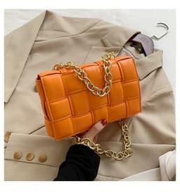 image-Net red texture woven chain pillow bag female 2020 popular new trendy fashion all-match single shoulder messenger bag