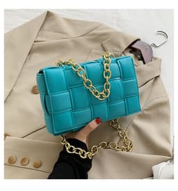 image-Net red texture woven chain pillow bag female 2020 popular new trendy fashion all-match single shoulder messenger bag