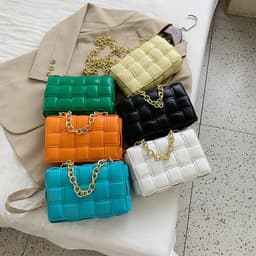 image-Net red texture woven chain pillow bag female 2020 popular new trendy fashion all-match single shoulder messenger bag