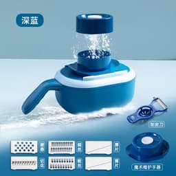 image-The new multifunctional vegetable cutter manual shredder slicer household kitchen washing and cutting integrated drain basket vegetable cutter