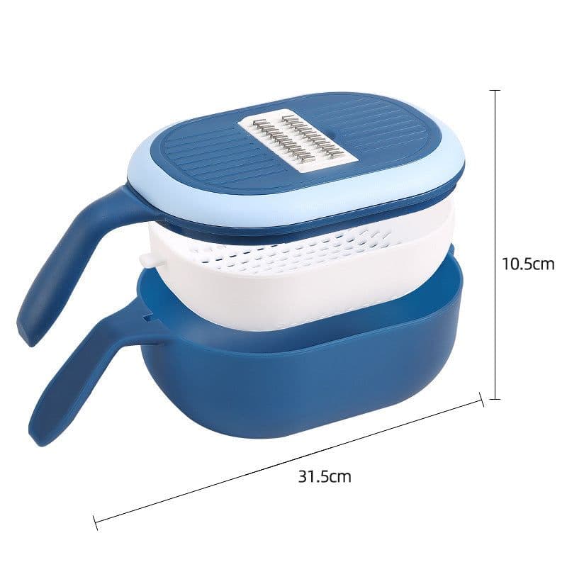 image-The new multifunctional vegetable cutter manual shredder slicer household kitchen washing and cutting integrated drain basket vegetable cutter