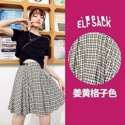 image-Plaid British High Waist Chic Belted Casual Women Mini Skirts,Spring