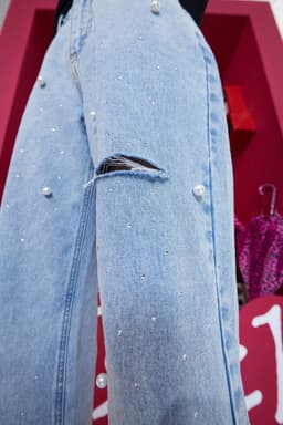 image-Solid High Waist Washed Casual Denim Jeans Woman,Spring ELF Pure