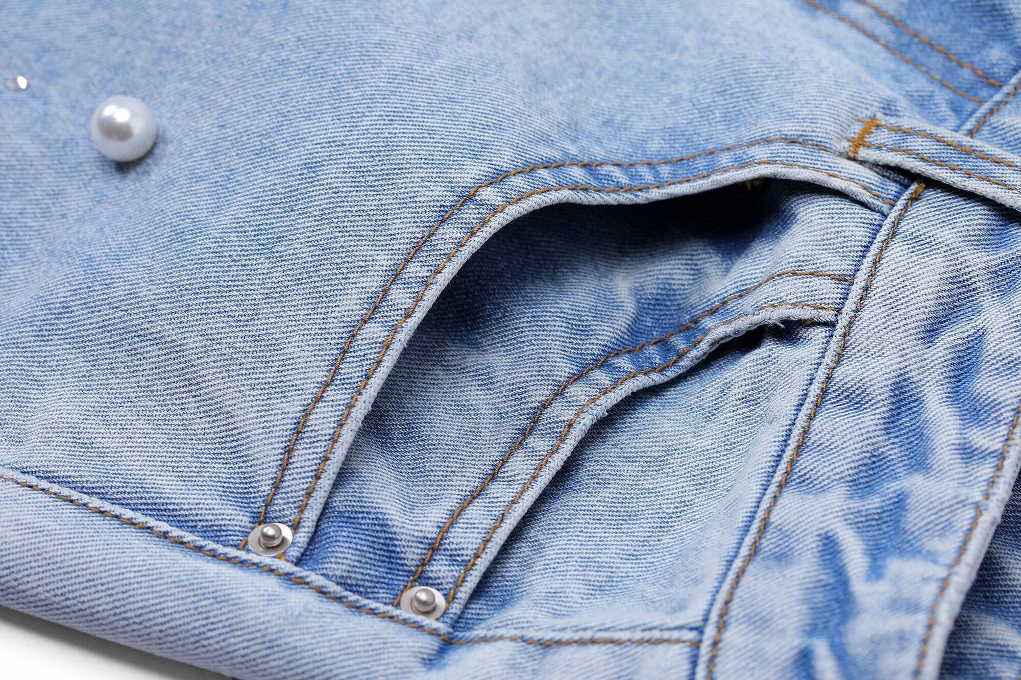 image-Solid High Waist Washed Casual Denim Jeans Woman,Spring ELF Pure