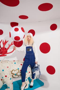 image-Cartoon Applique Casual Women Overall Denim Jeans,Winter High Waist