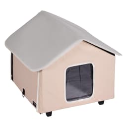 image-VEVOR Elevated Heated Cat House, Outdoor Kitty Shelter with Timer, 600D Oxford Cloth Foldable Cat Shelter with Heated Pad for Winter to Stay Warm and Cozy, Brown (Middle)