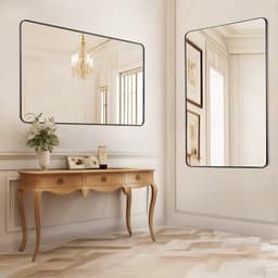 image-VEVOR Wall Mounted Makeup Mirror, 0.15" Thick, 36" x 48" Mirror with Aluminium Alloy Frame & Explosion-Proof Film, Scratch-Resistant Mirror with Z-Shaped Bracket, Fit for Bathroom/Bedroom/Living Room