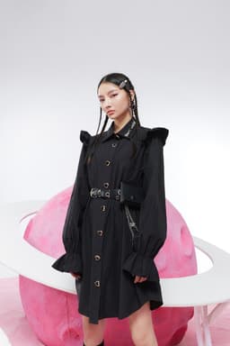 image-Harajuku Cartoon Print High Waist Casual Shirt Dresses Women Spring